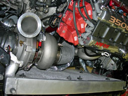 turbocharger shown without thermal blanket or piping.