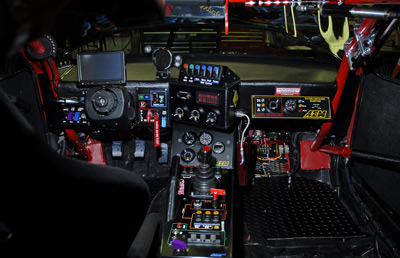 cab shot of driver controls and indicator/warnings