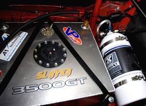automated nitrous oxide tank in the trunk of the 3000GT race car
