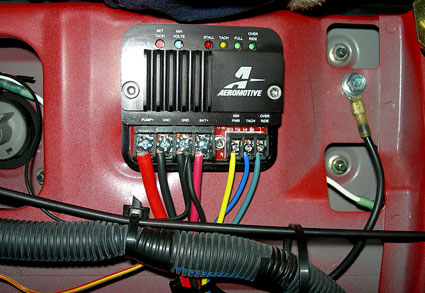 electronic fuel controller in the trunk of the 3000GT race car.