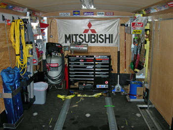front photo of the complete 3000GT race trailer