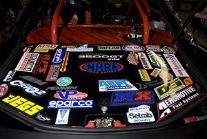 Trunk lid of the 3000GT VR4 Racecar showing camera mount on rear firewall deck