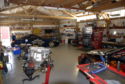 Inside view of cjbyron's car shop and 3000GTs