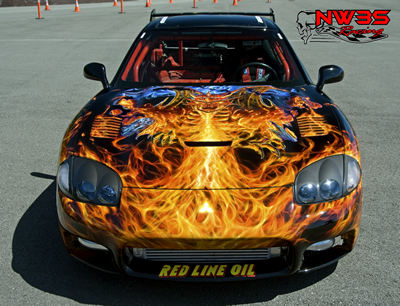 Airbrushing on hood incorporates several specialty paints (like chameleon and rattlesnake). Airbrush artwork all done by hand.
