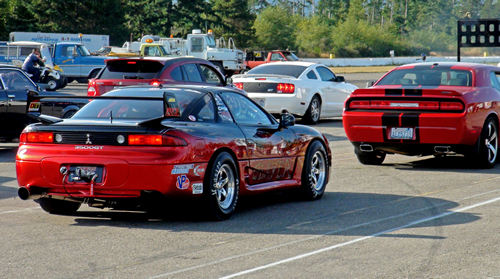 Waiting in the staging lanes at the speedway test N tune